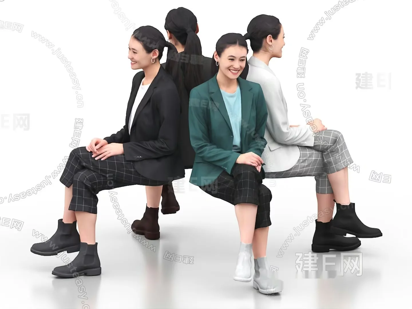 A Young Woman In Different Outfits Showcasing Her Various Styles 3D Model – 9773 – VRAY Render