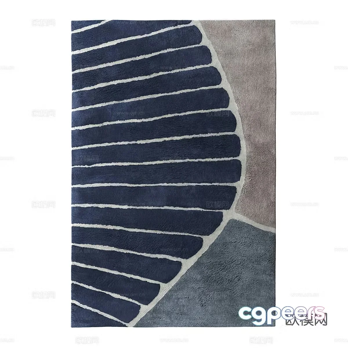 Plush carpet square rug 3d model