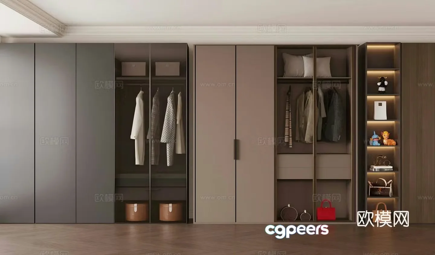 Modern Italian wardrobe Light luxury Italian wardrobe Bedroom wardrobe Master bedroom wardrobe Glass wardrobe 3D model