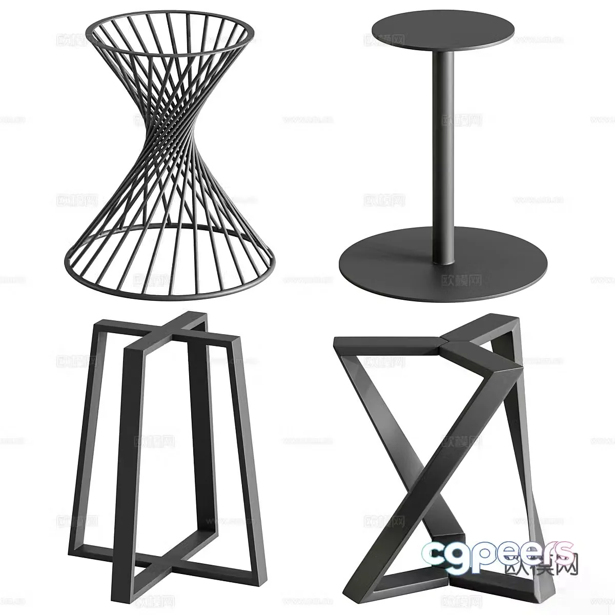 Modern corner table side table hardware 3D model