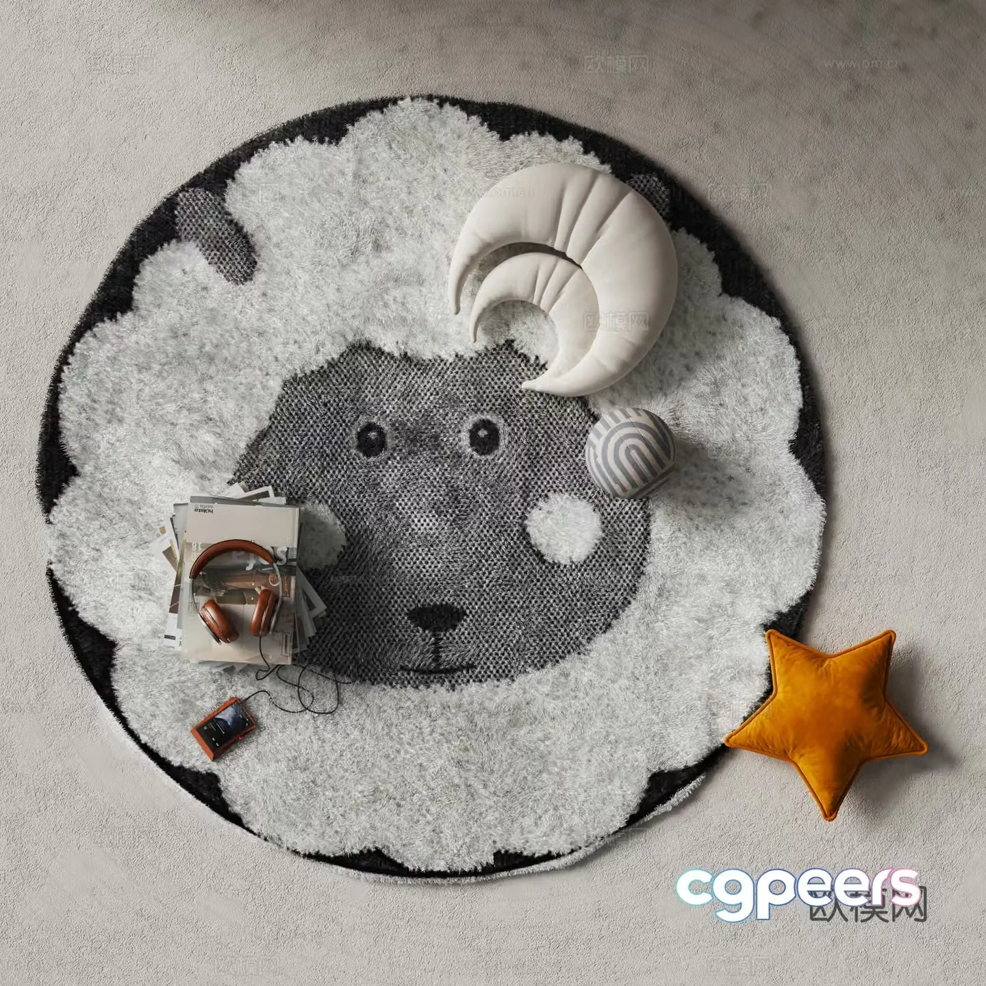 Modern round rug children’s rug 3d model