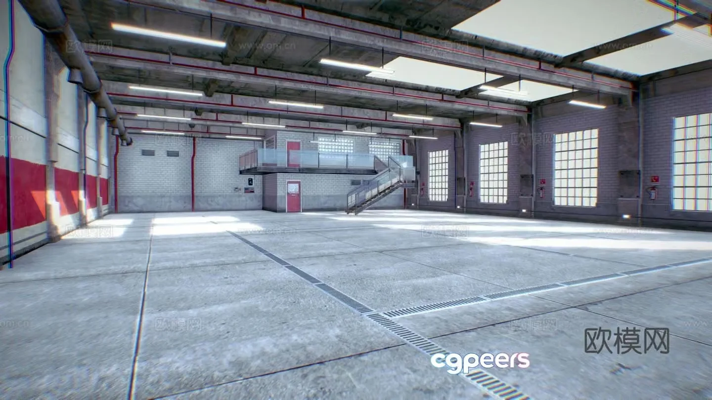 Industrial style warehouse garage 3d model