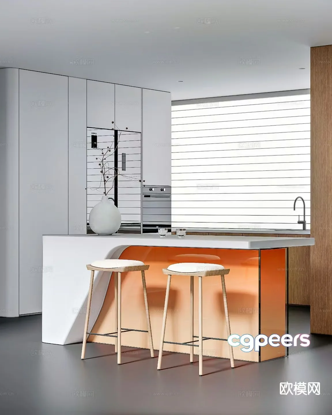 Modern water bar island 3D model