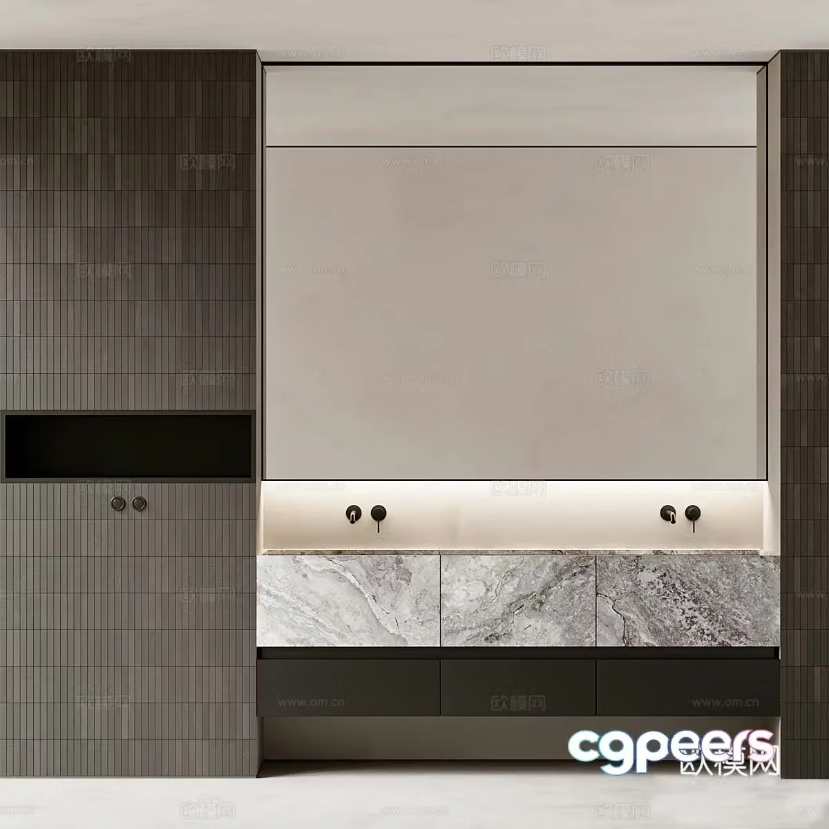 Medium-old bathroom cabinet double-bathroom cabinet special-shaped bathroom mirror washbasin countertop basin water 3d model