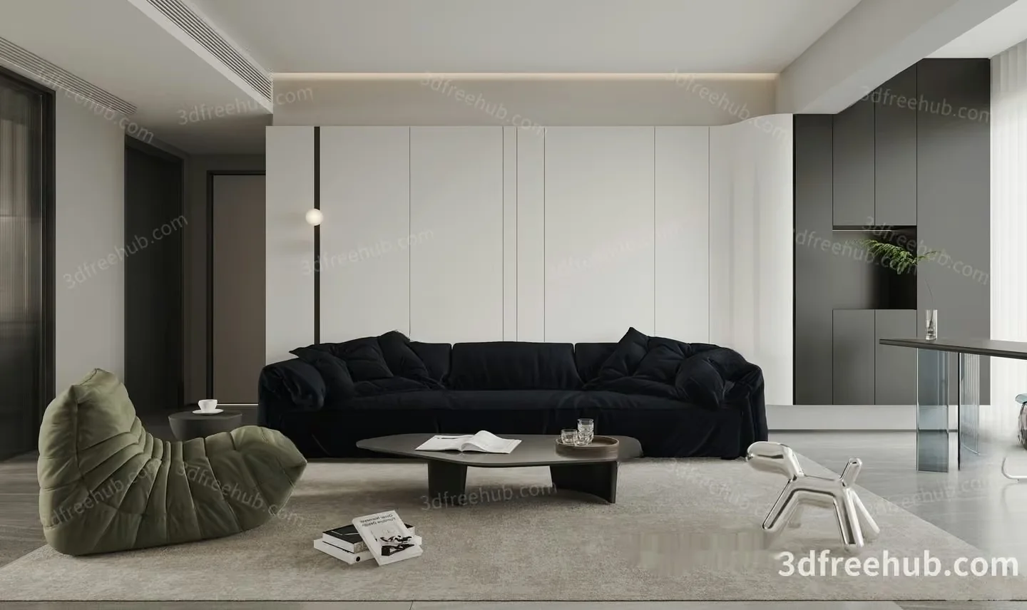 Modern Living Room 3D Model – 19886 – VRAY Render