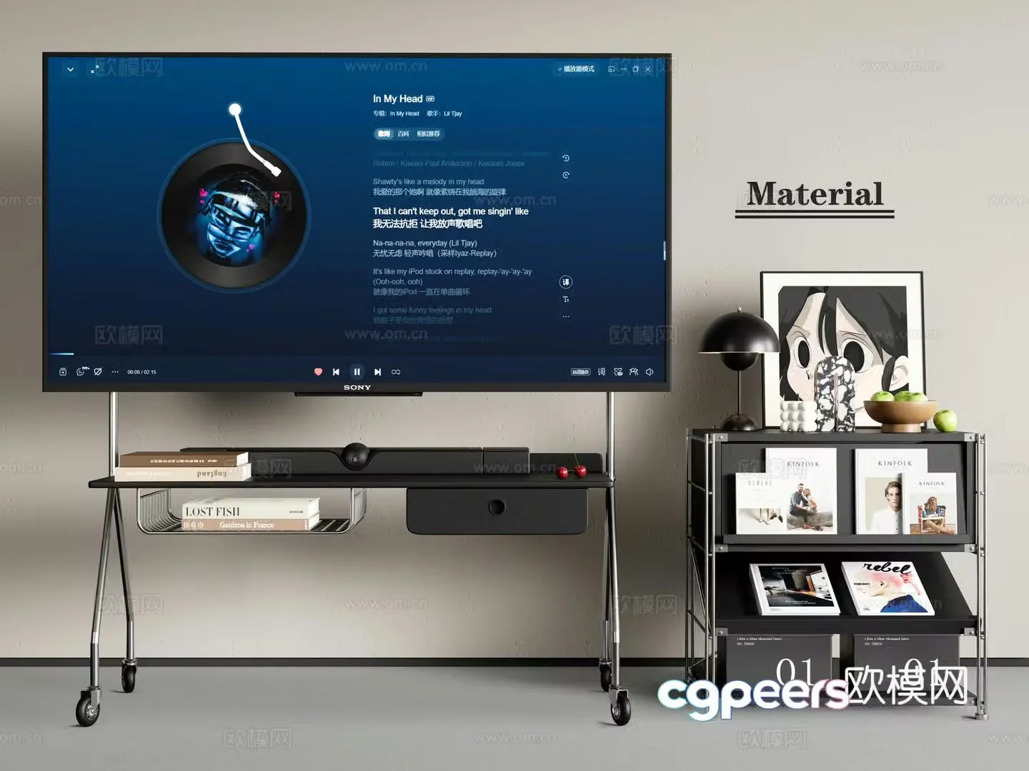 modern tv mobile tv stand tv 3d model