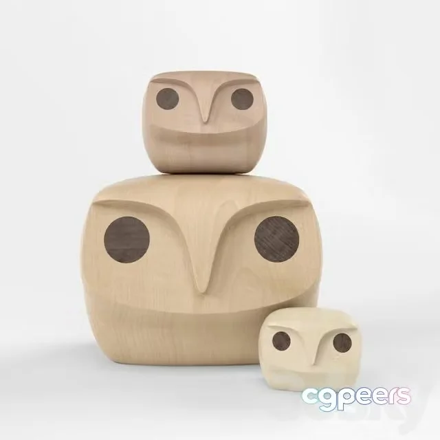 3ds Max Free – Wooden statue Howdy owl
