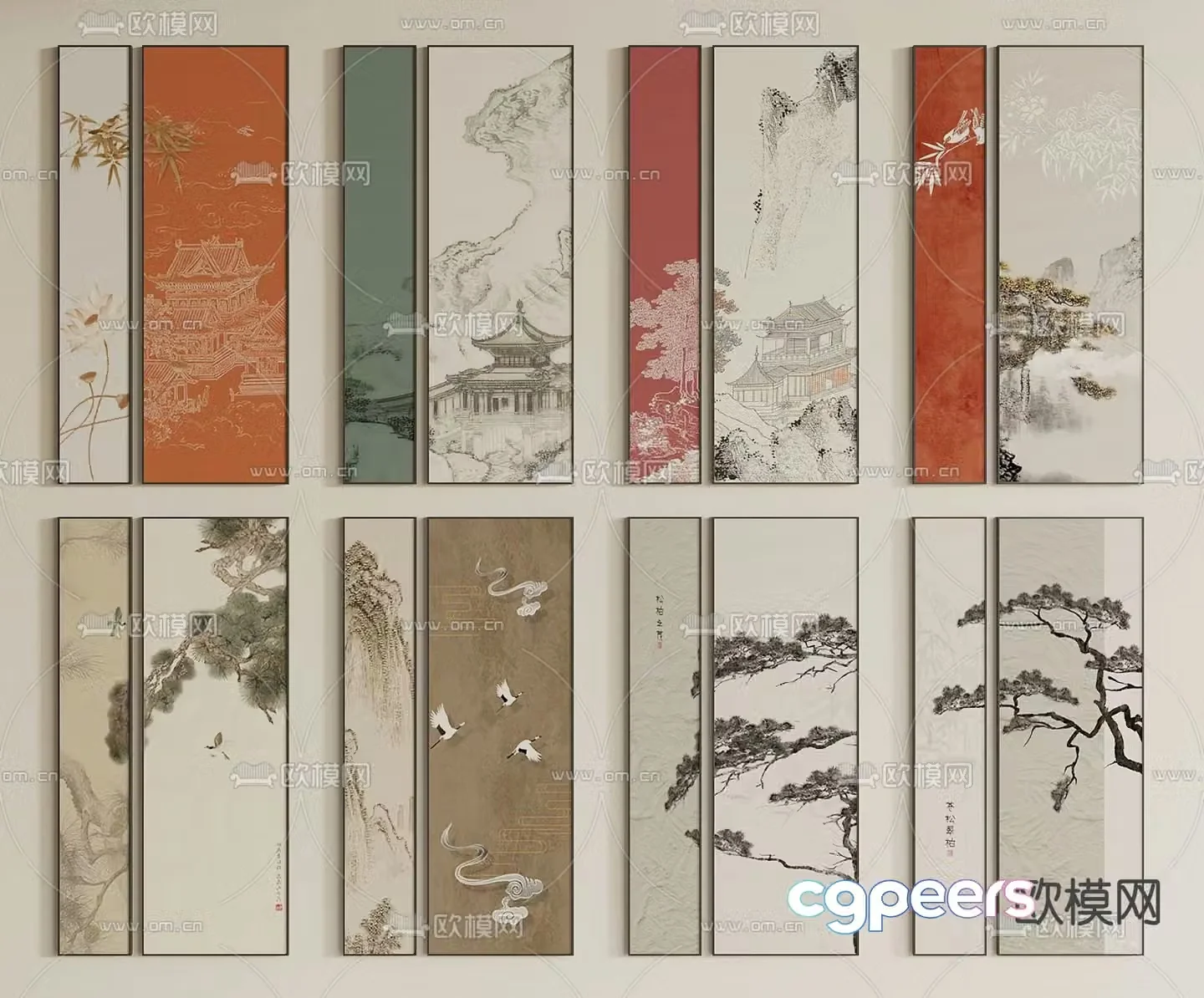 New Chinese style decorative painting 3D model