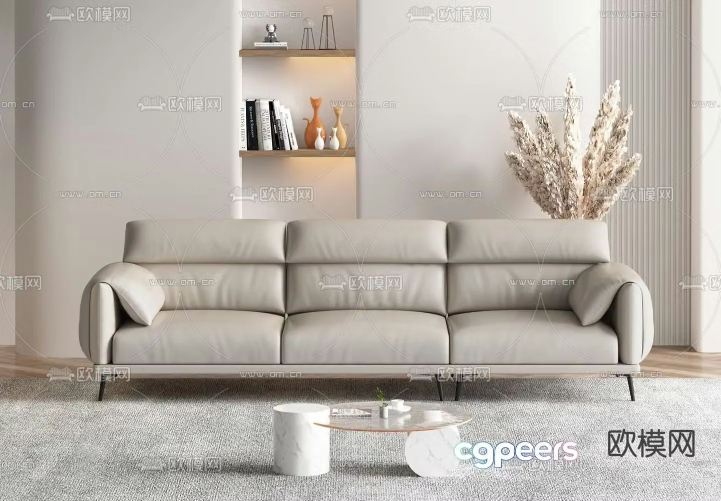Modern three-seat sofa 3d model