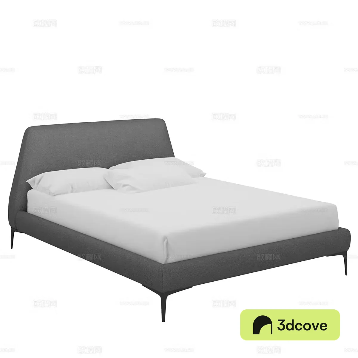Modern simple double bed Simple bed Bedroom bed Pillow