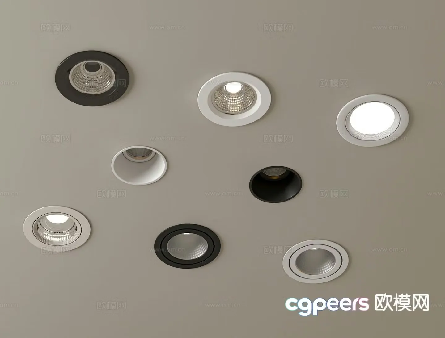 Recessed spotlight downlight track light 3d model