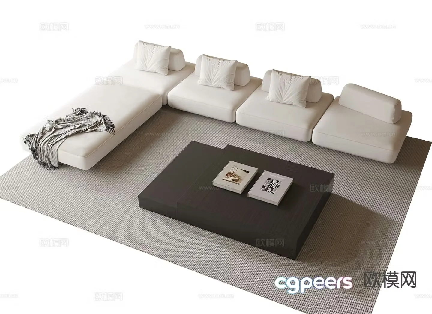 Modern corner sofa coffee table modular sofa 3d model