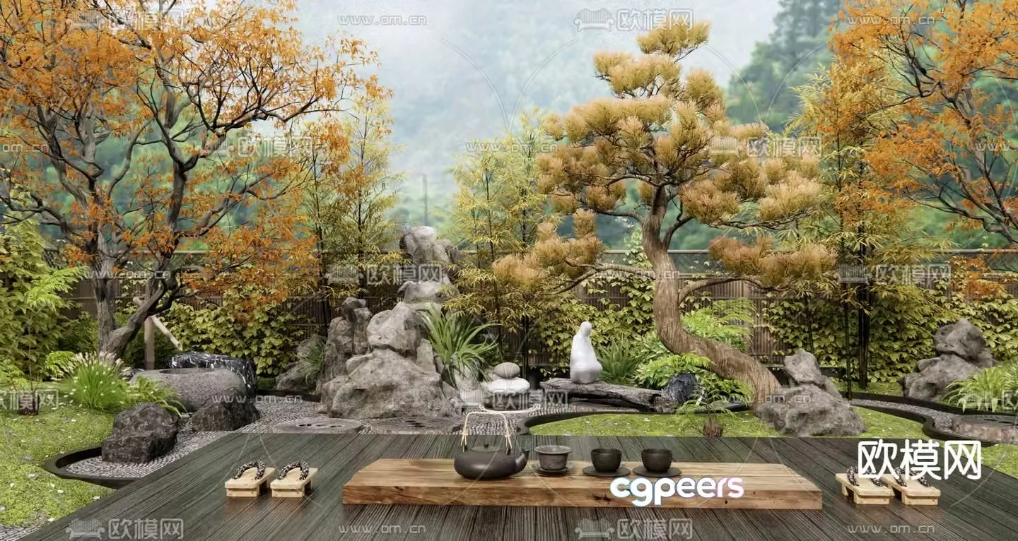 Courtyard Landscape Dry Landscape Sketch Rockery Stone 3D Model