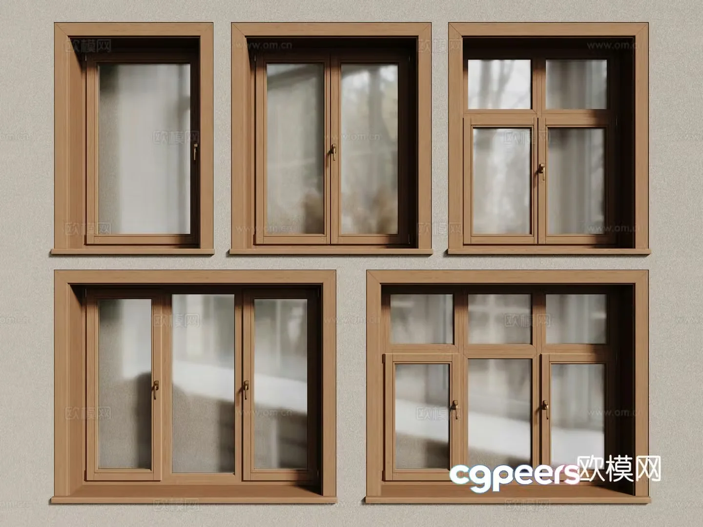 Log window casement window single window 3d model