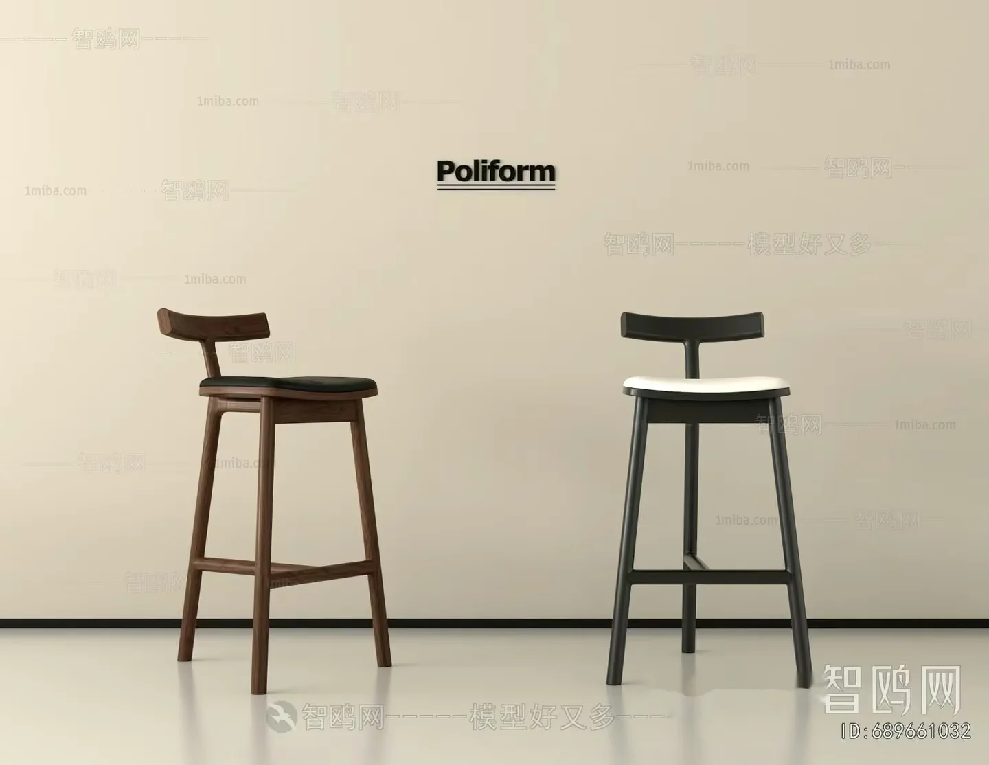 Wooden Barstools 3D Model – 22955 – VRAY Render