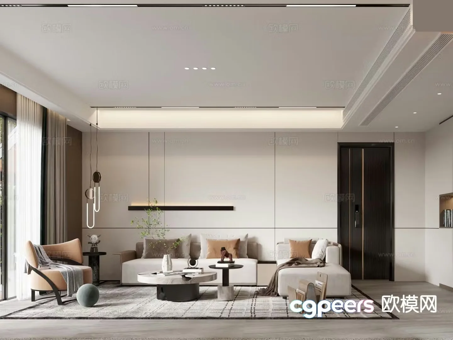 Modern minimalist living room 3d model