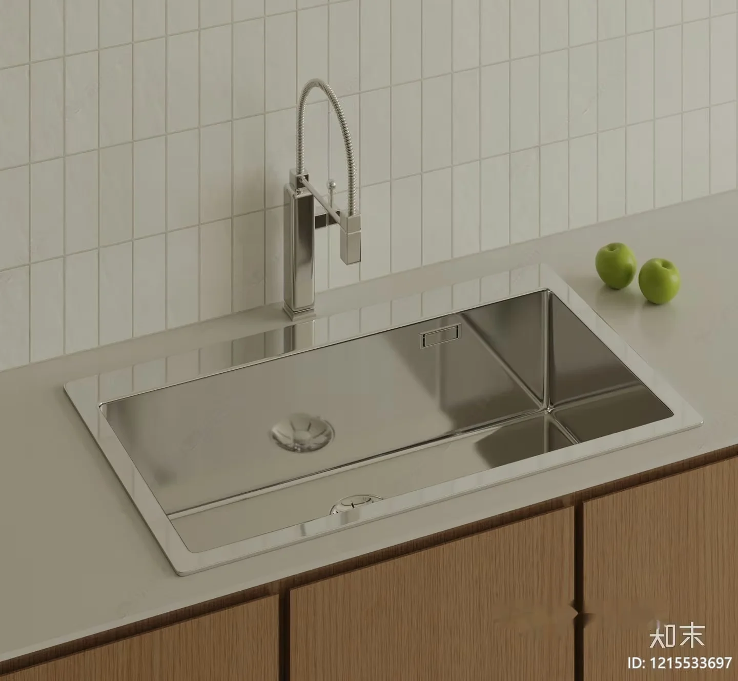 A Stainless Steel Sink 3D Model – 17483 – VRAY Render