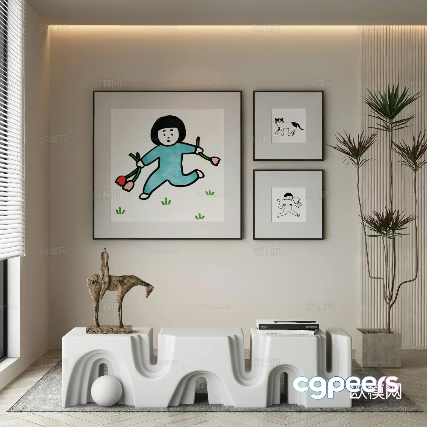 Modern Wasabi Hanging Painting Oil Painting 3D Model