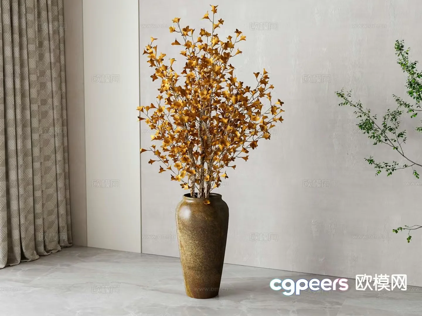 New Chinese style vase floral arrangement dried flowers 3d model