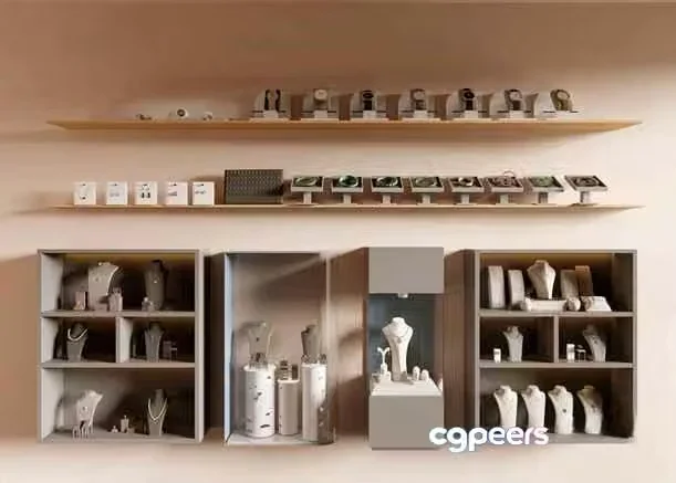 White Jewelry Display Shelves 3D Model – 3651 – CORONA Render