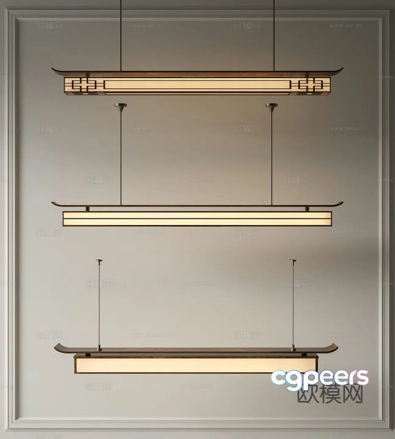 New Chinese chandeliers Chinese chandeliers Decorative chandeliers Art chandeliers Long strip chandeliers 3D model