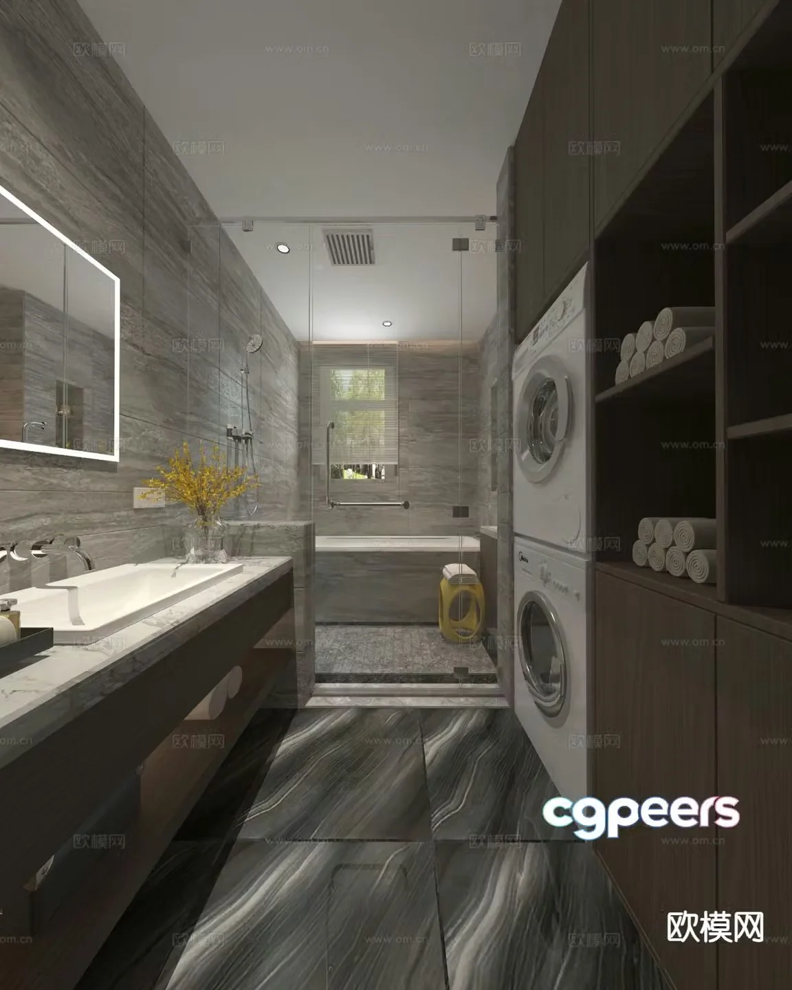 New Chinese style bathroom laundry room bathroom 3d model