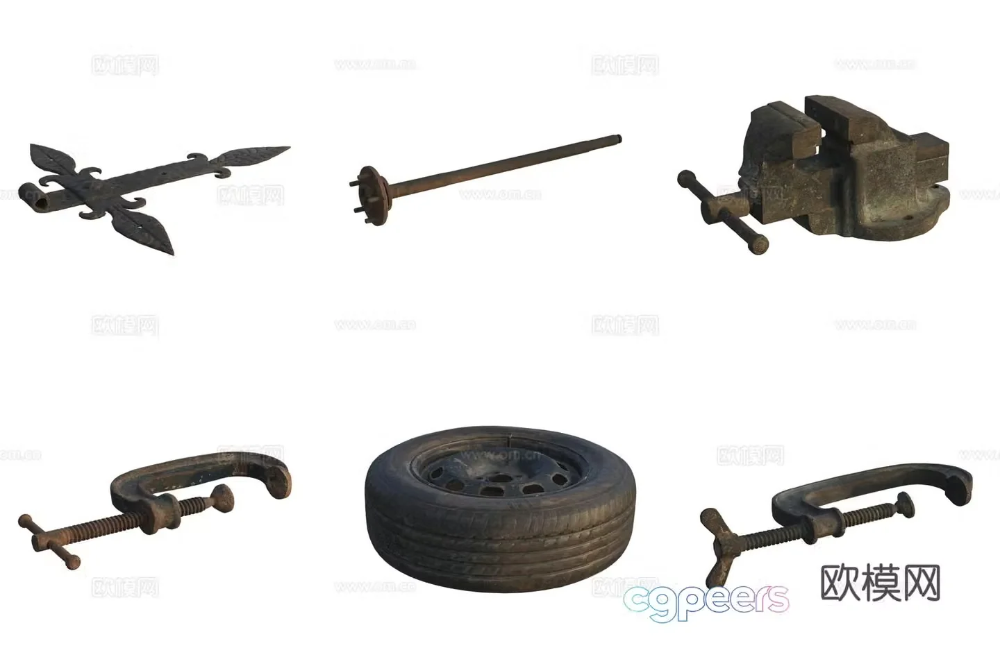 Tools and accessories Auto repair parts tire 3D model