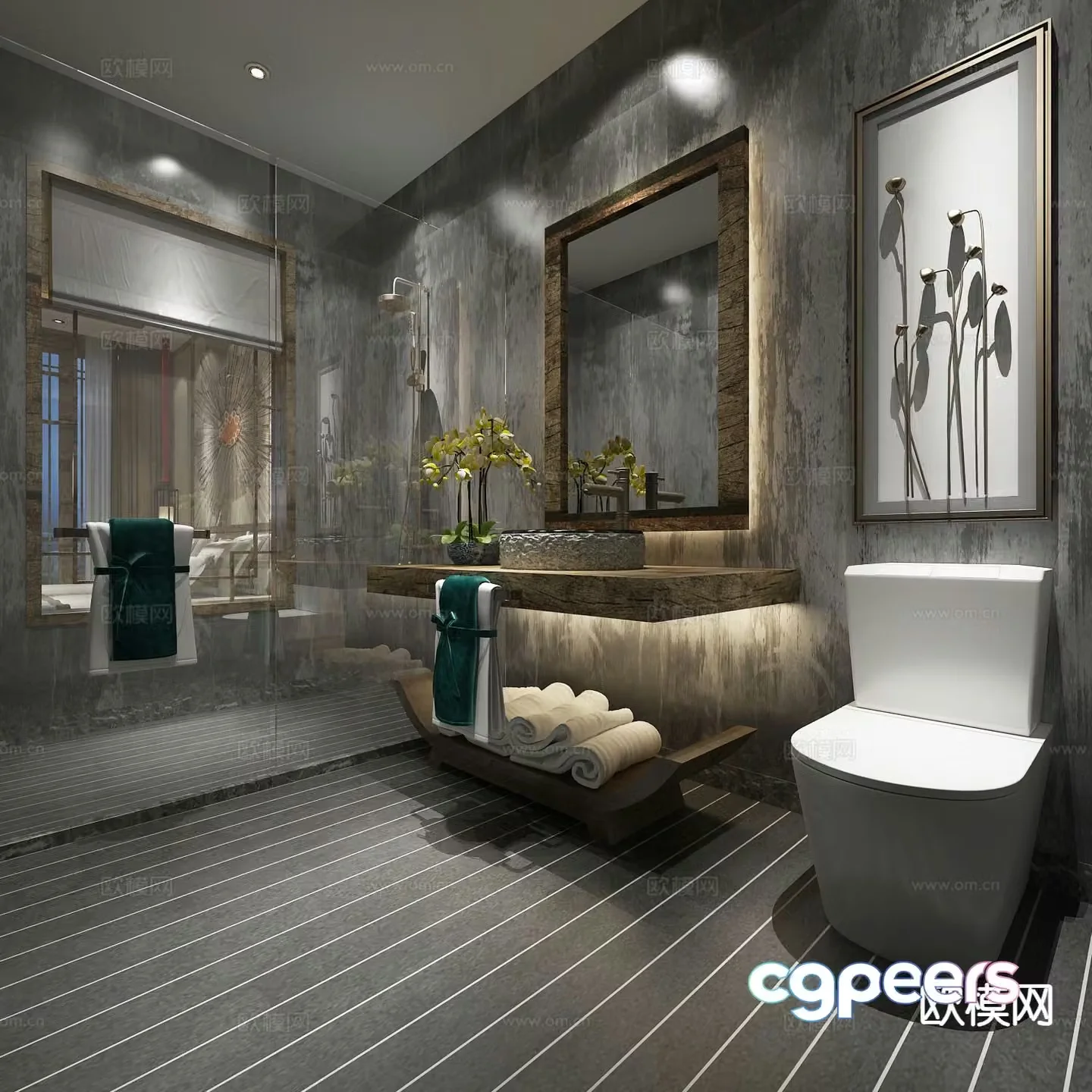 New Chinese style bathroom bathroom 3d model