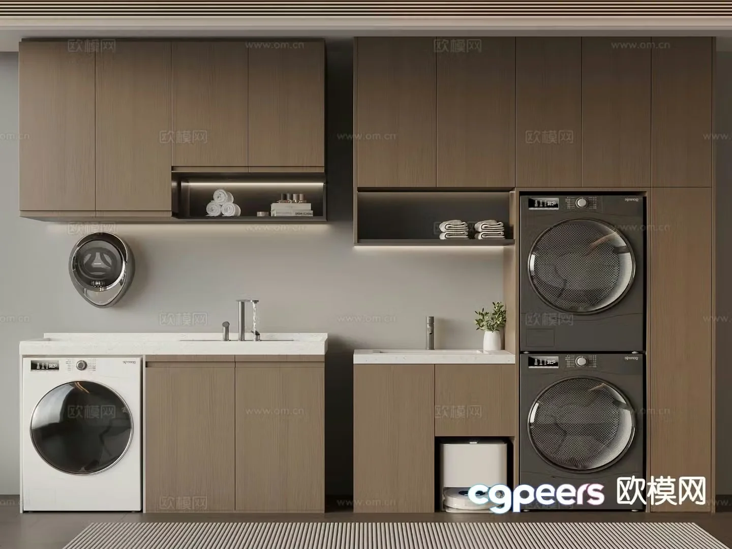 Italian balcony cabinet washing machine cabinet 3d model