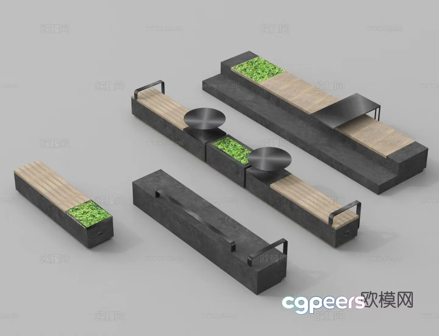 Outdoor chair Landscape seat Landscape bench Public seat Park chair 3d model