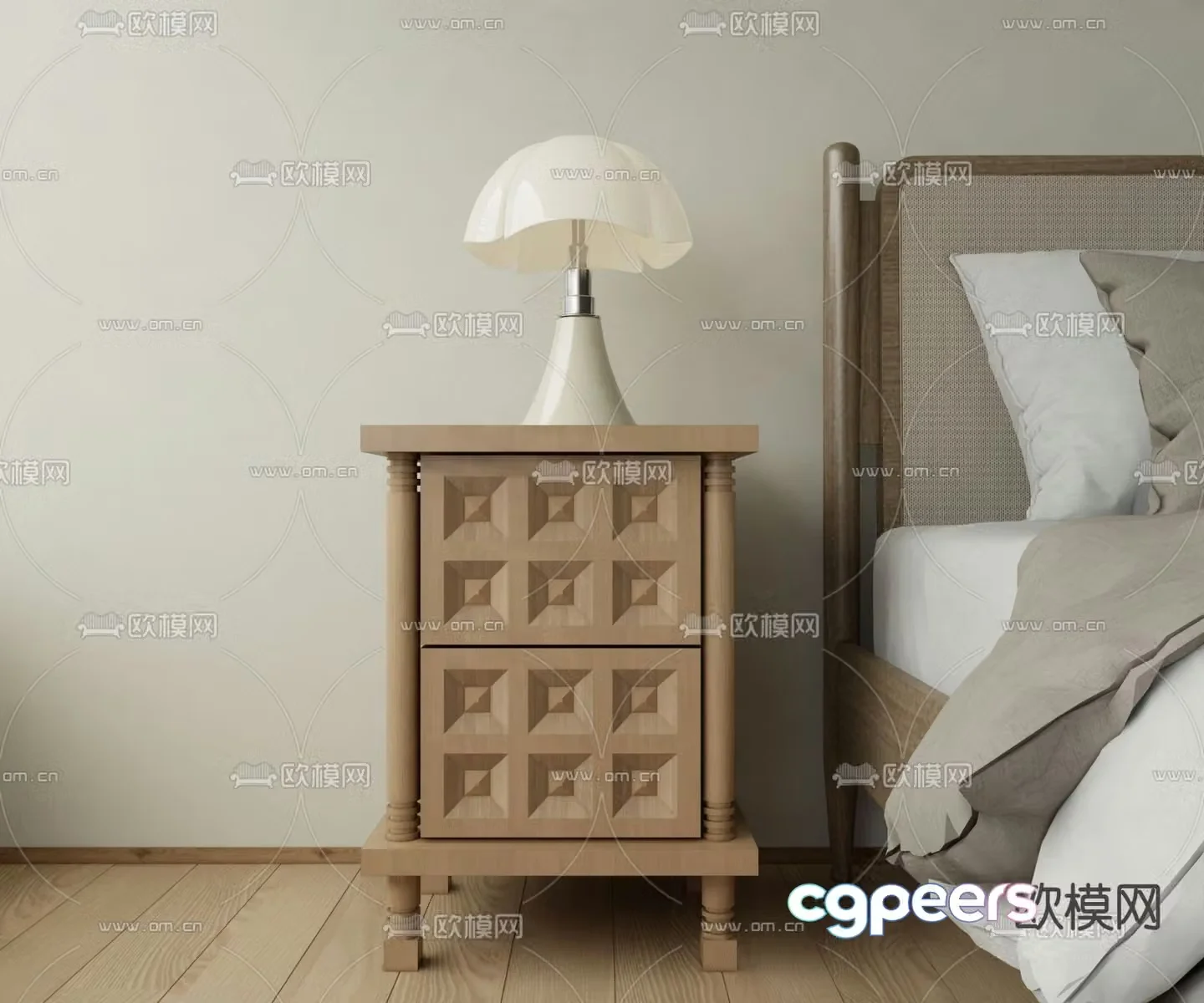 Medieval style bedside table 3d model