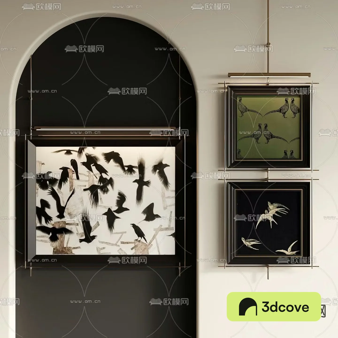 Middle-aged style hanging paintings decorative paintings 3D model