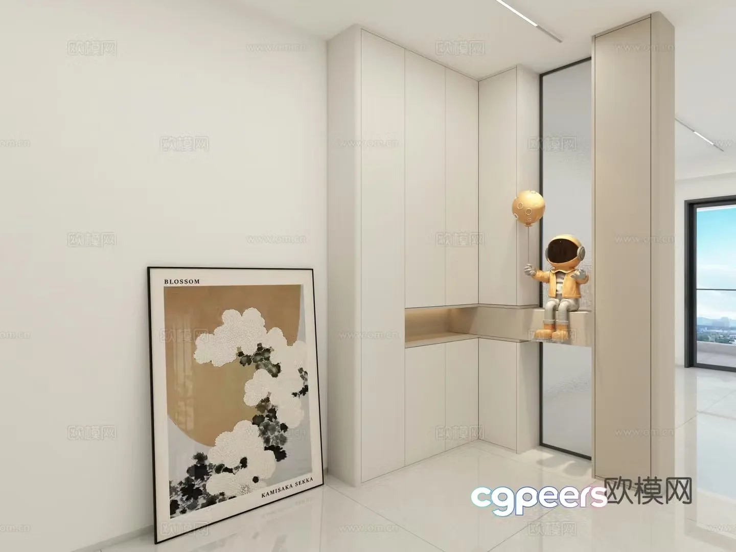 Modern screen cabinet entrance cabinet 3d model