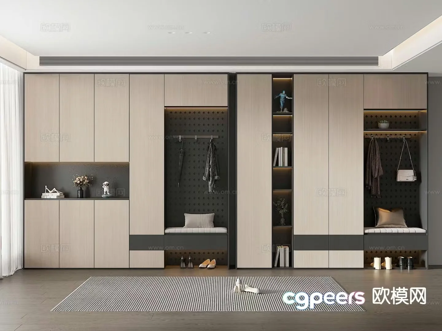 Modern entrance shoe cabinet integrated cabinet 3D model