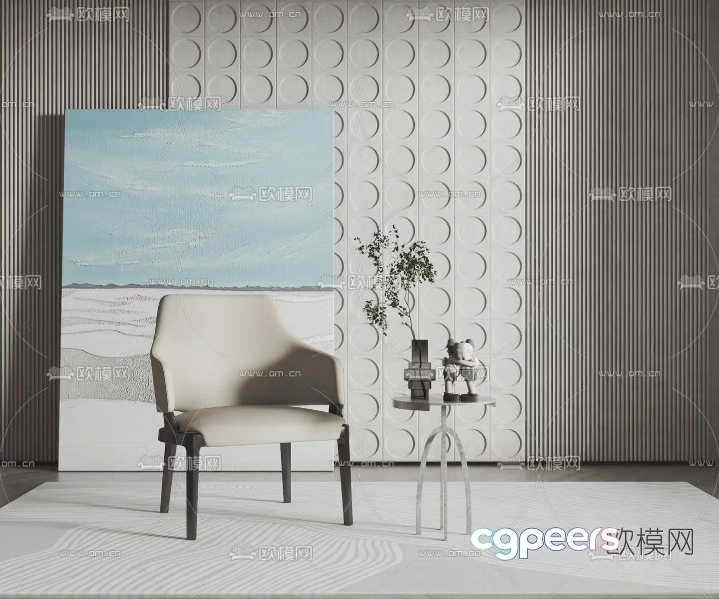 Minotti single chair dining chair 3d model