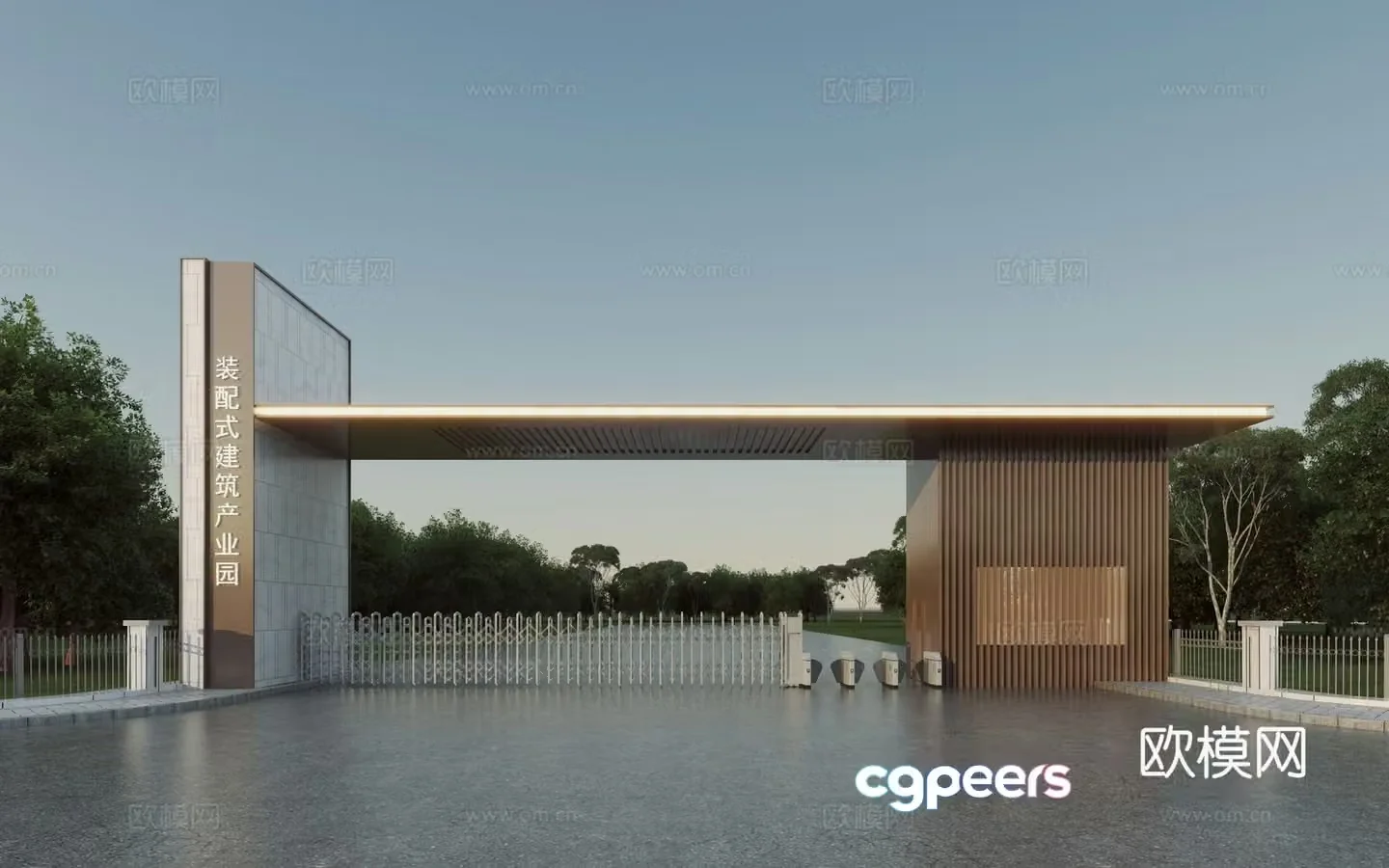3D model of factory entrance door of industrial park