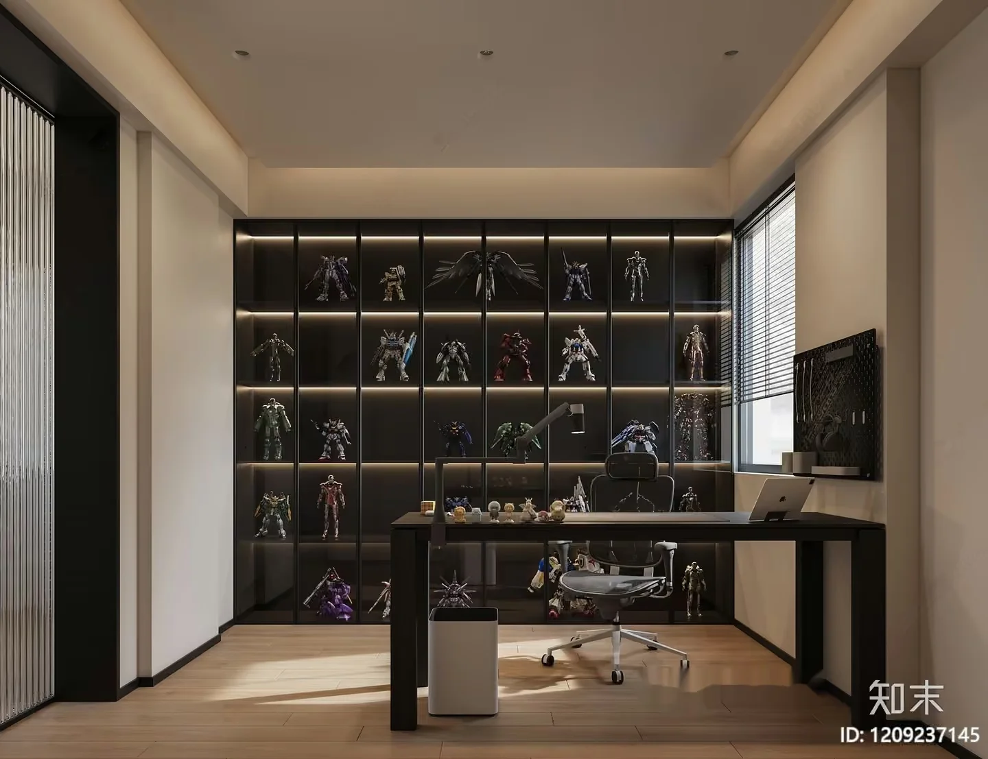 A Modern Office With A Large Display Of Action Figures 3D Model – 2993 – VRAY Render
