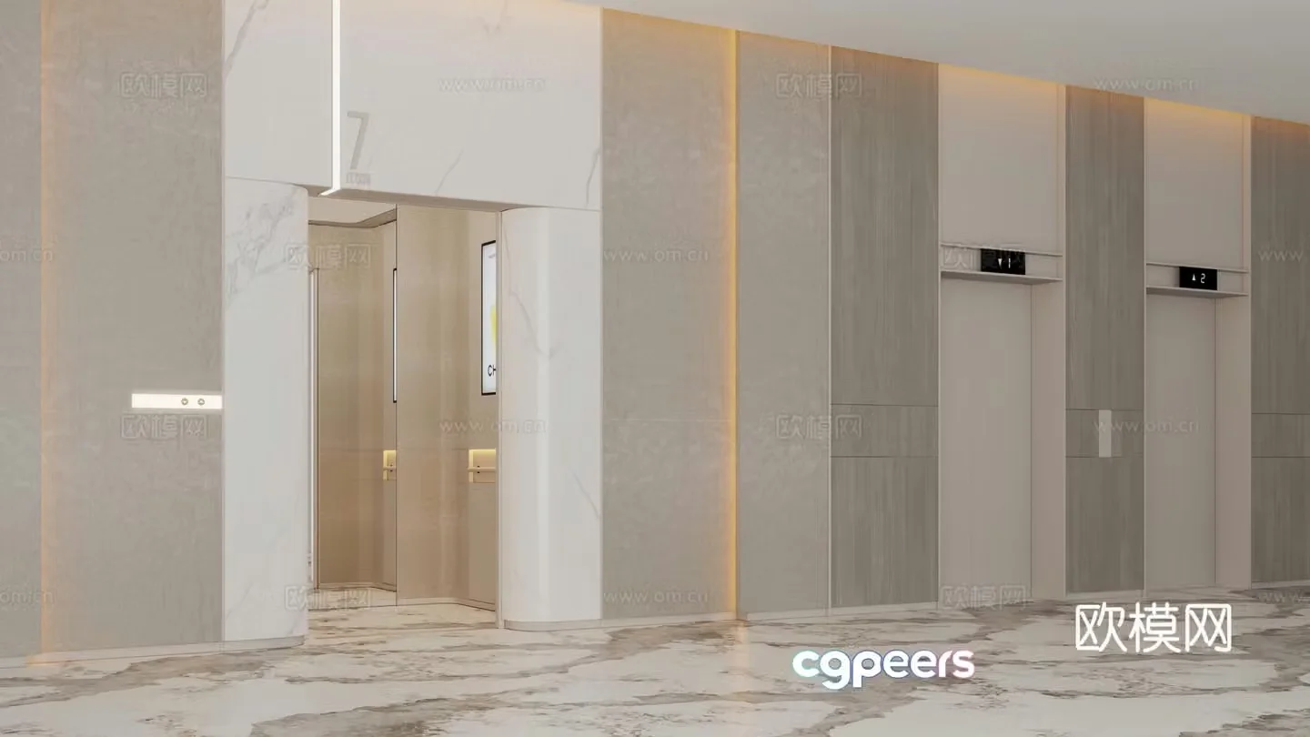 Elevator hall Stair hall Commercial hall 3d model