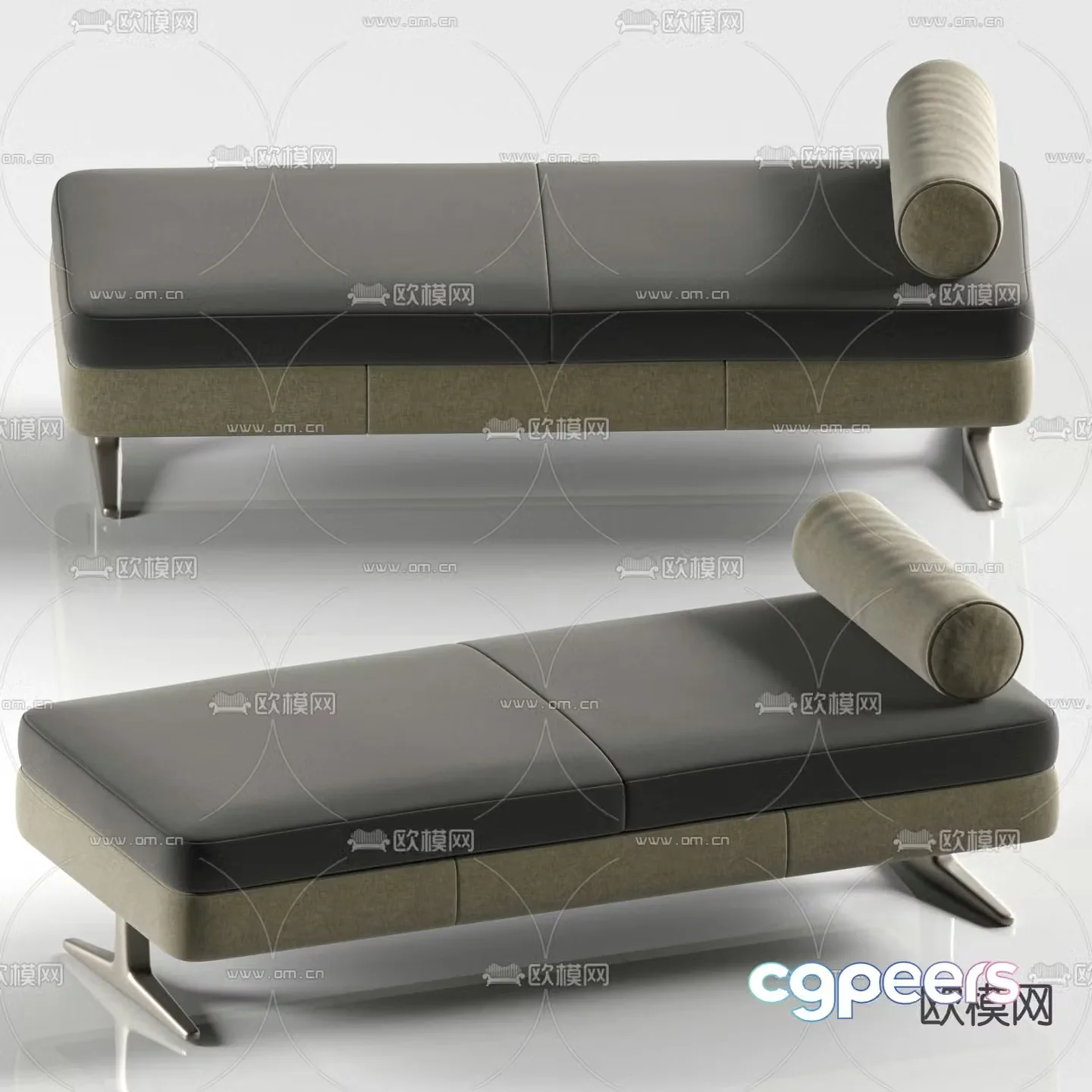 Minotti bed end stool footrest 3d model