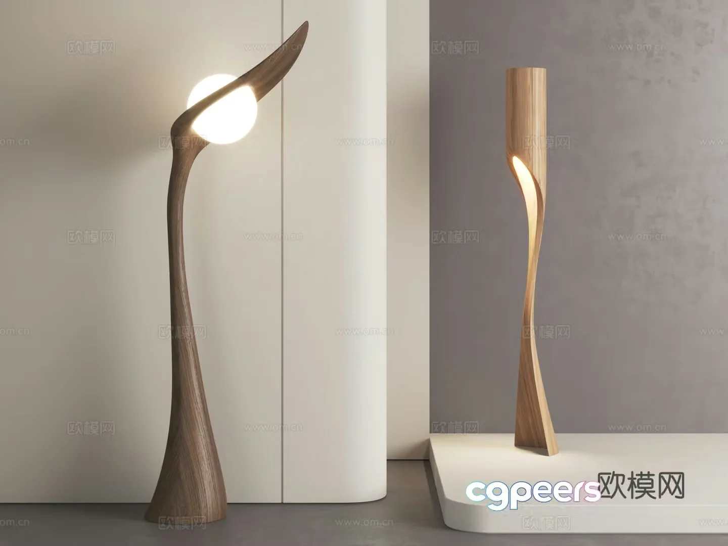 Wasabi wind floor lamp solid wood floor lamp retro floor lamp log floor lamp 3d model