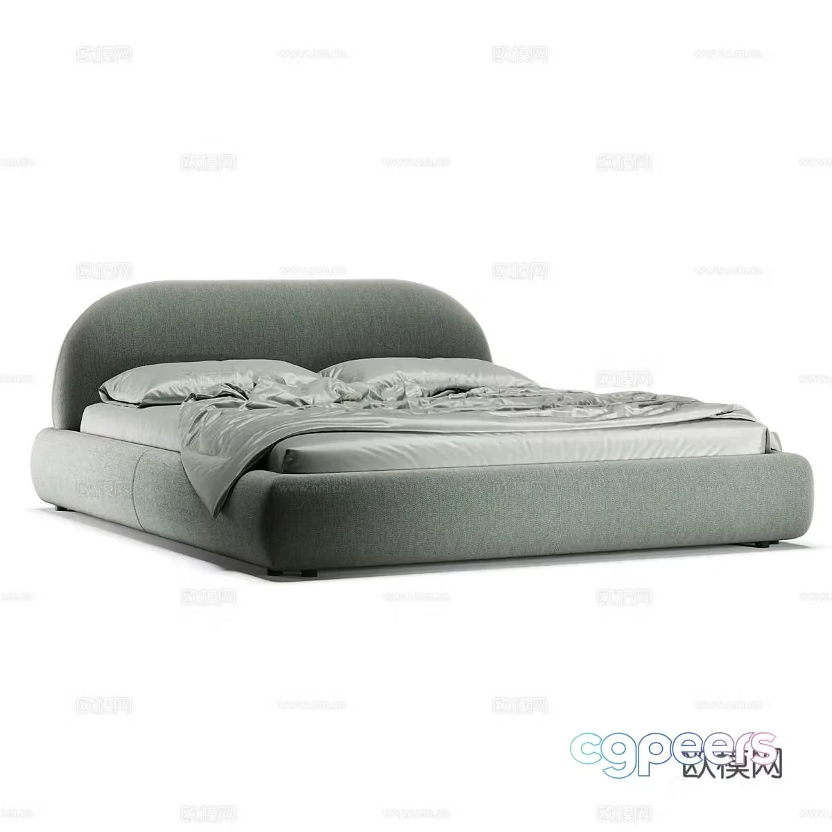 Modern simple double bed Double bed Simple bed Bedroom bed Pillow 3D model