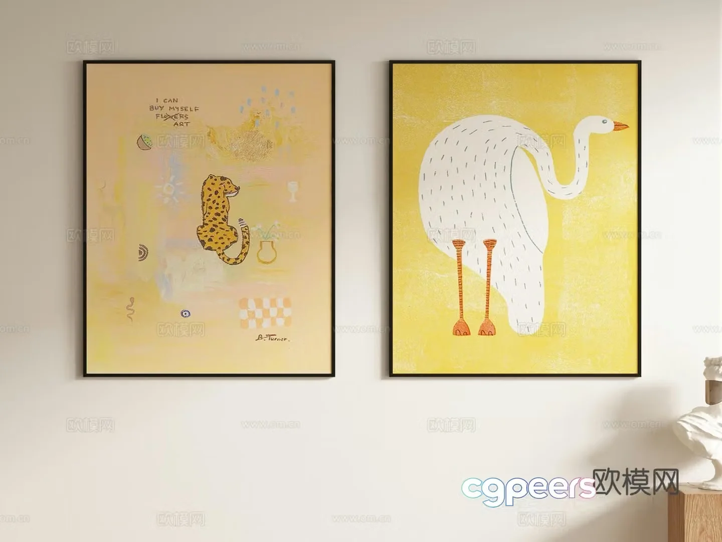 Cream style decorative painting art hanging painting 3d model