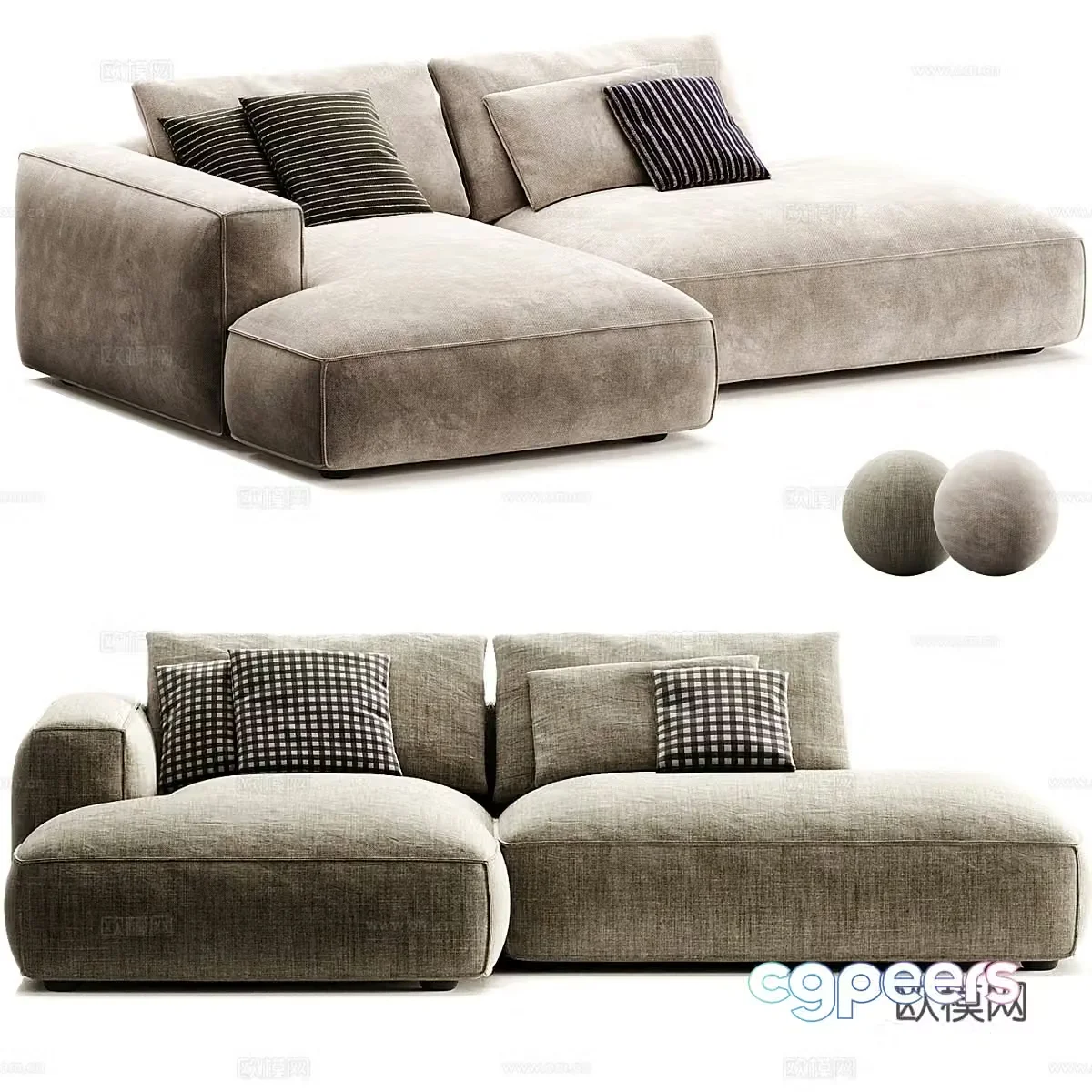Mononova fabric double sofa corner sofa 3d model