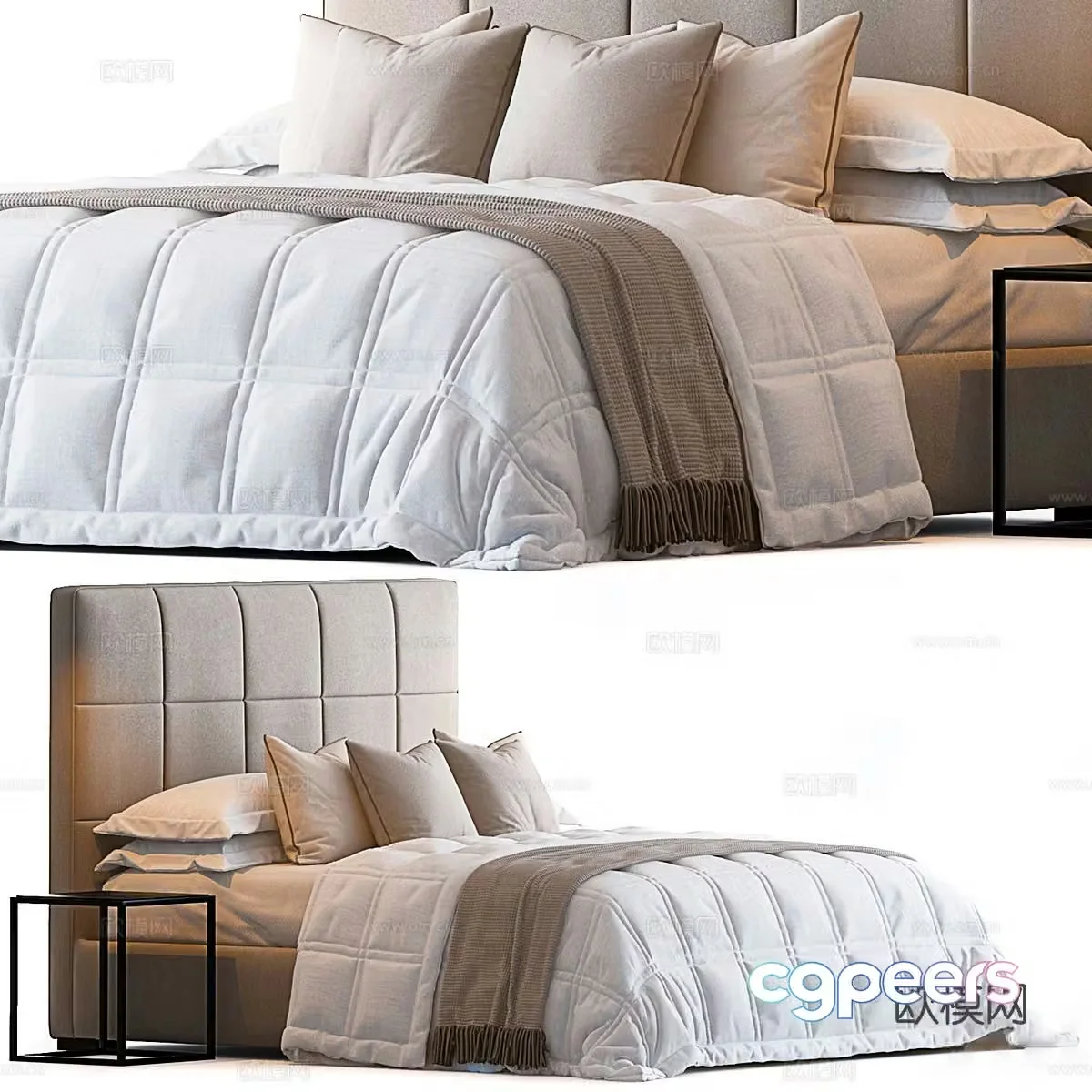Modern double bed 3d model