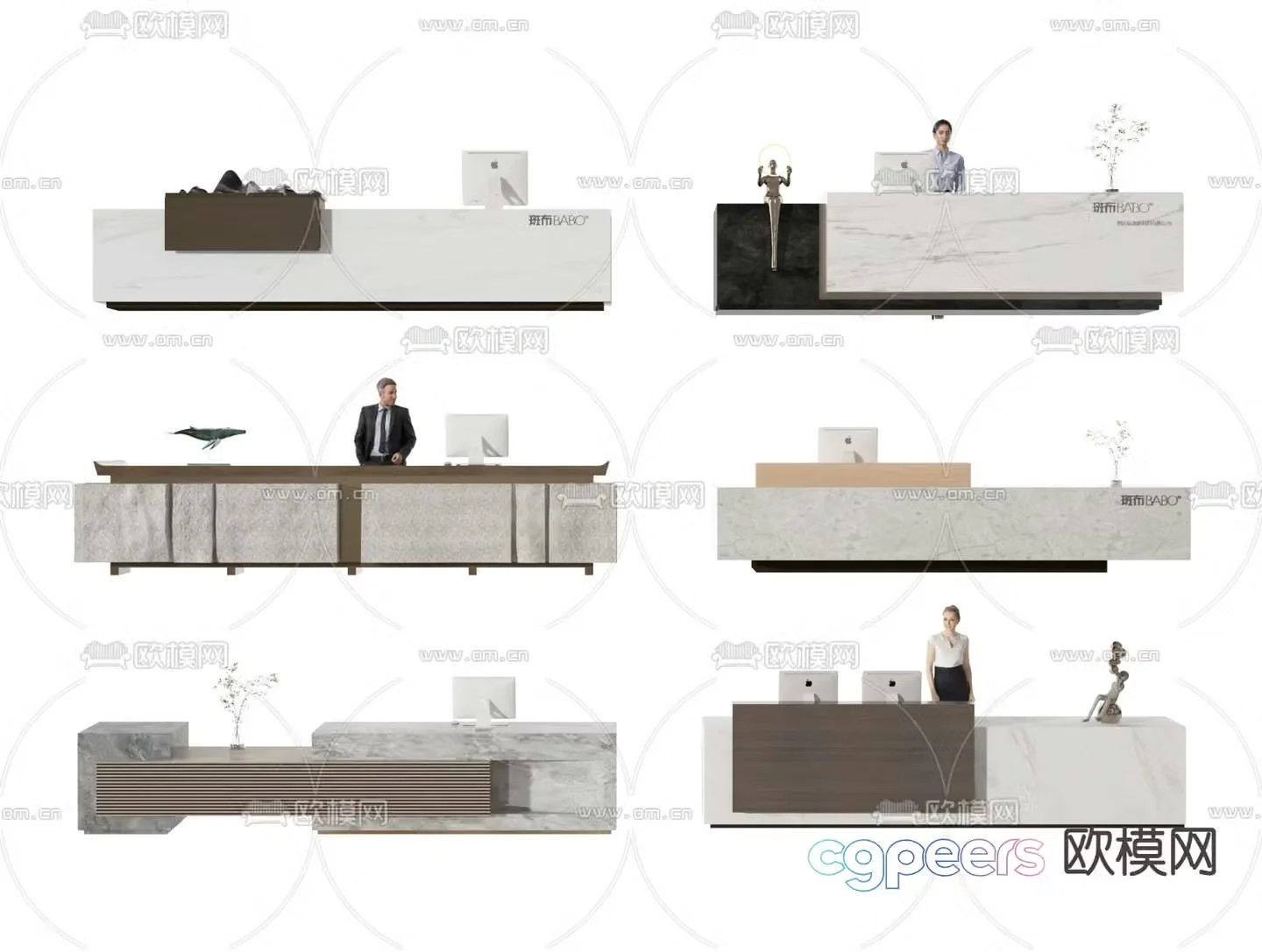 Front desk reception desk 3d model