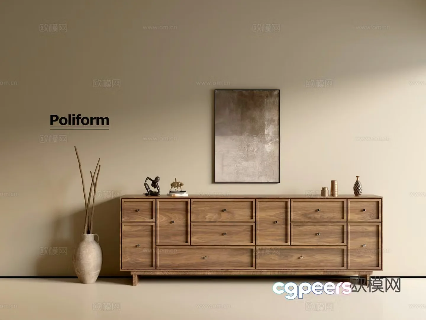 Modern wood grain cabinet ins wind minimalist wind cabinet whole cabinet sideboard balcony cabinet storage 3D model