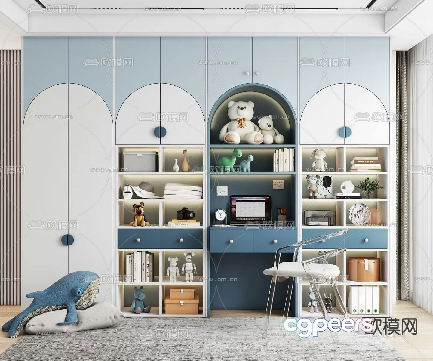 Modern children’s bookcase 3d model