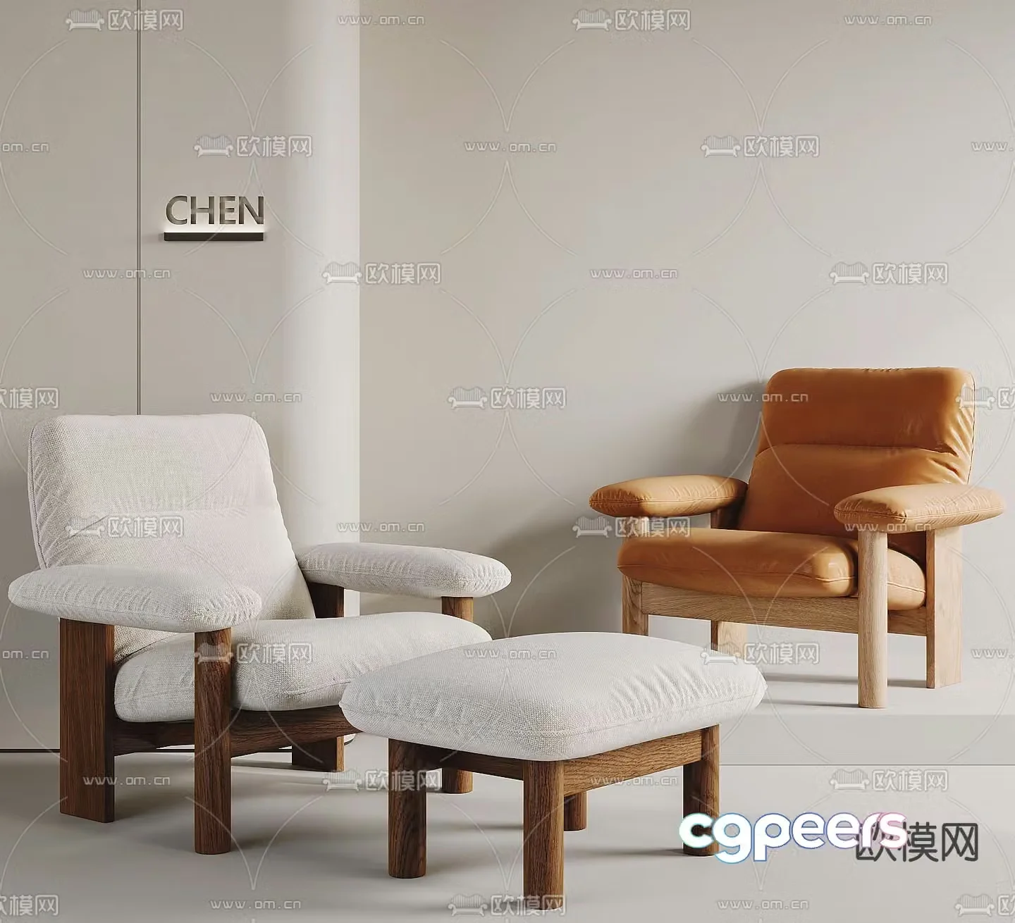 Wabi-sabi sofa chair leisure chair 3d model