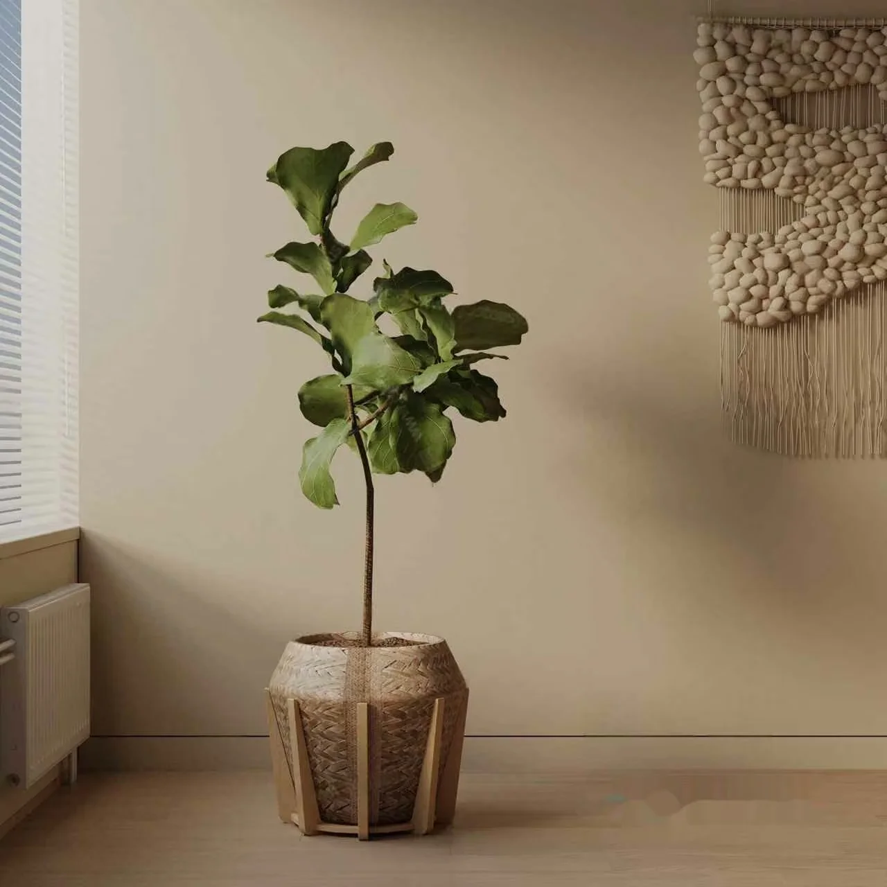 A Plant In A Woven Pot 3D Model – 16923 – VRAY Render