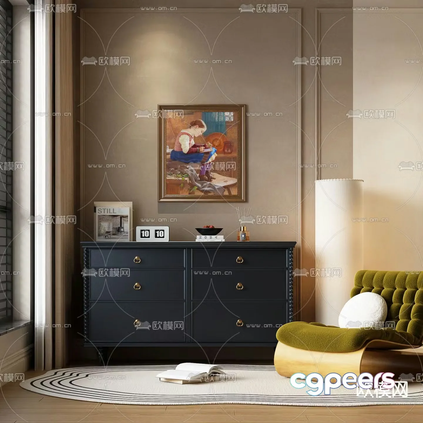 French entrance cabinet 3D model